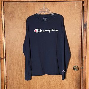 Champion Long-Sleeve Shirt, Navy Blue in Large